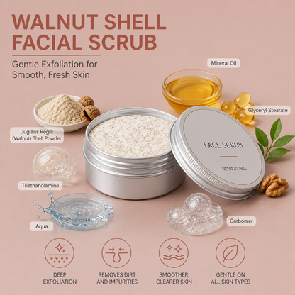Walnut Shell Facial Scrub – Gentle Exfoliation for Smooth, Fresh Skin