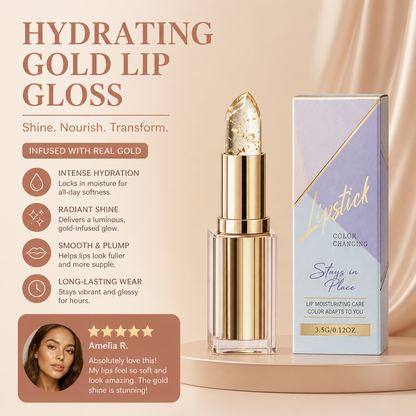 Hydrating Gold Lip Gloss – Long-Lasting Shine for Soft, Smooth Lips