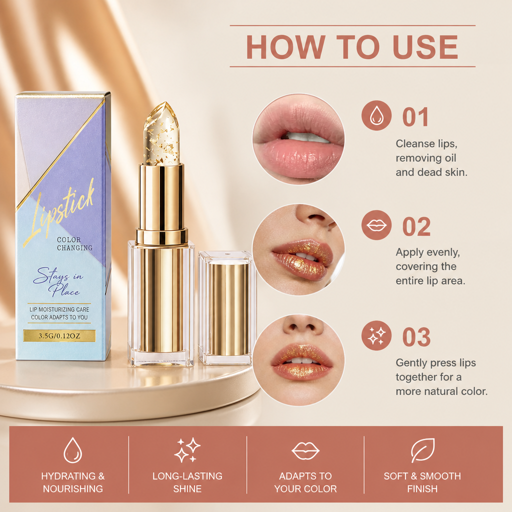 Hydrating Gold Lip Gloss – Long-Lasting Shine for Soft, Smooth Lips