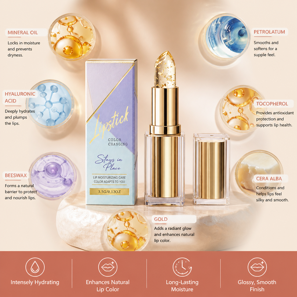 Hydrating Gold Lip Gloss – Long-Lasting Shine for Soft, Smooth Lips