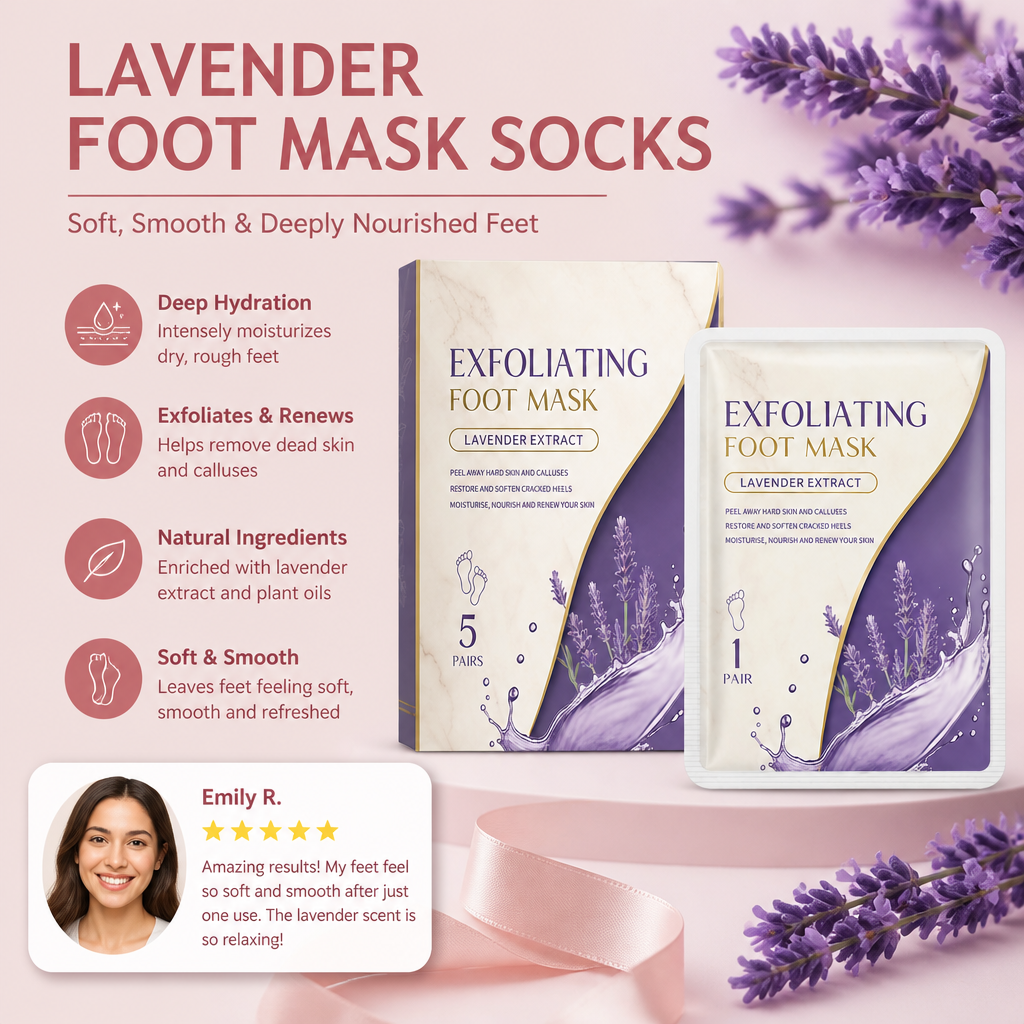 Lavender Foot Mask Socks – Deep Moisture for Soft, Smooth Feet