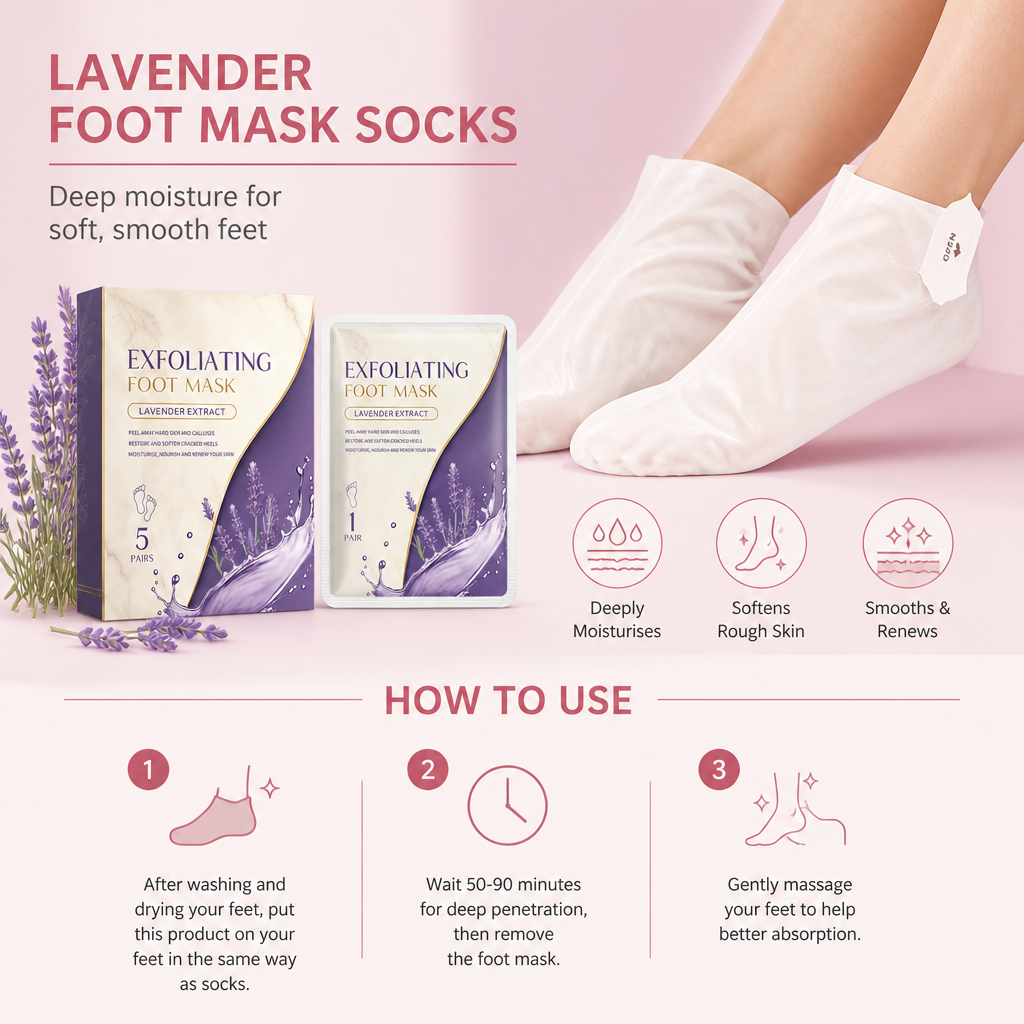 Lavender Foot Mask Socks – Deep Moisture for Soft, Smooth Feet
