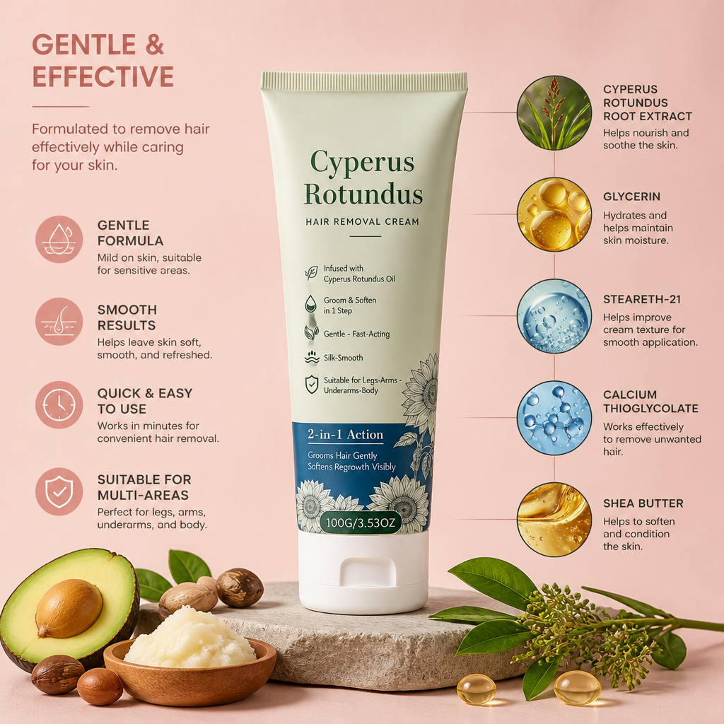 Cyperus Rotundus Hair Removal Cream – Gentle Formula For Smooth Skin