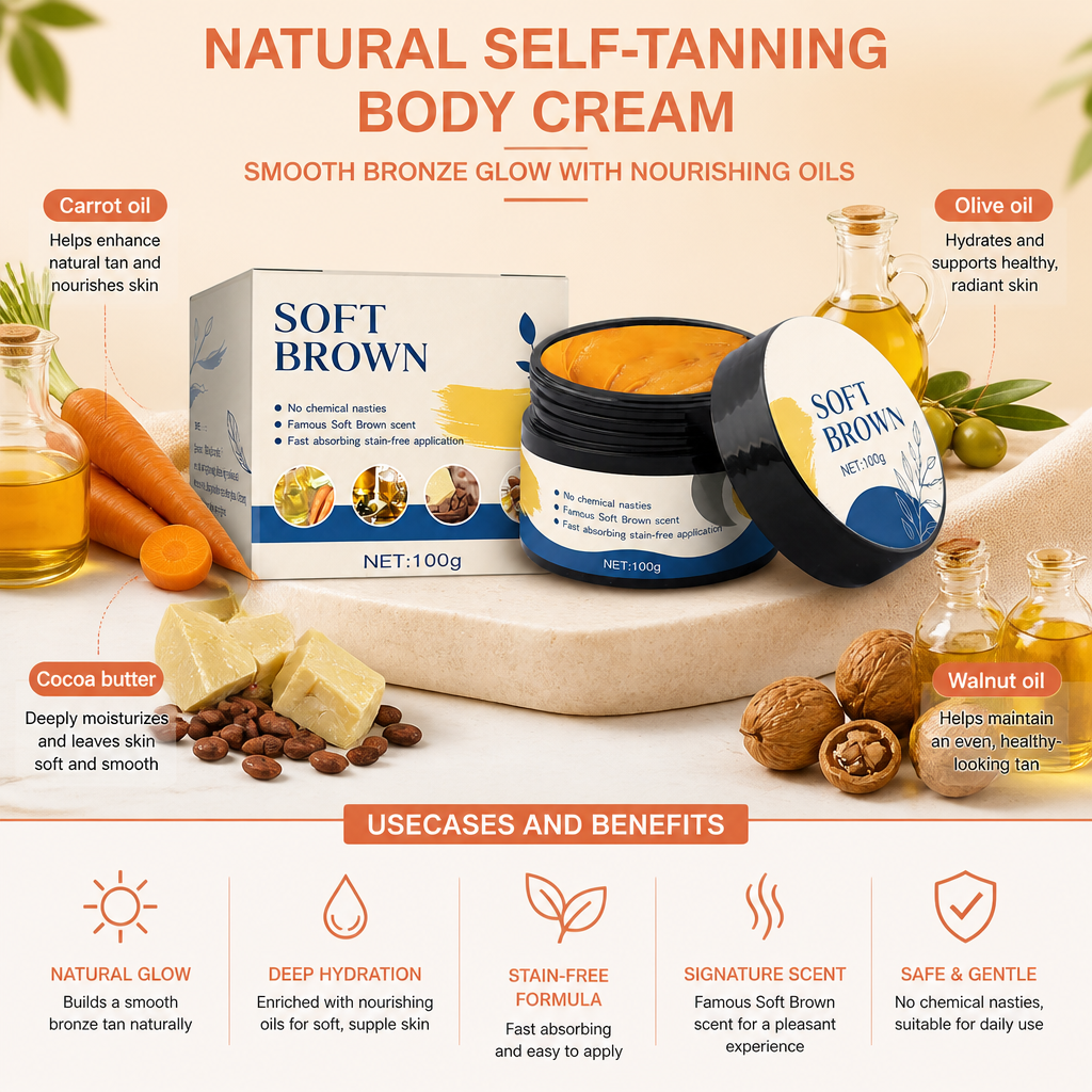 Natural Self-Tanning Body Cream – Smooth Bronze Glow With Nourishing Oils