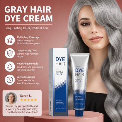 Gray Hair Dye Cream – Long-Lasting Silver Tone Hair Coloring Formula
