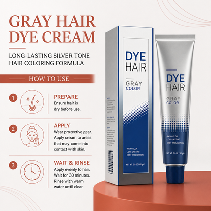 Gray Hair Dye Cream – Long-Lasting Silver Tone Hair Coloring Formula