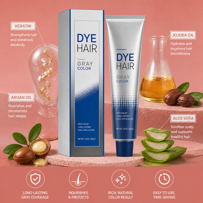 Gray Hair Dye Cream – Long-Lasting Silver Tone Hair Coloring Formula
