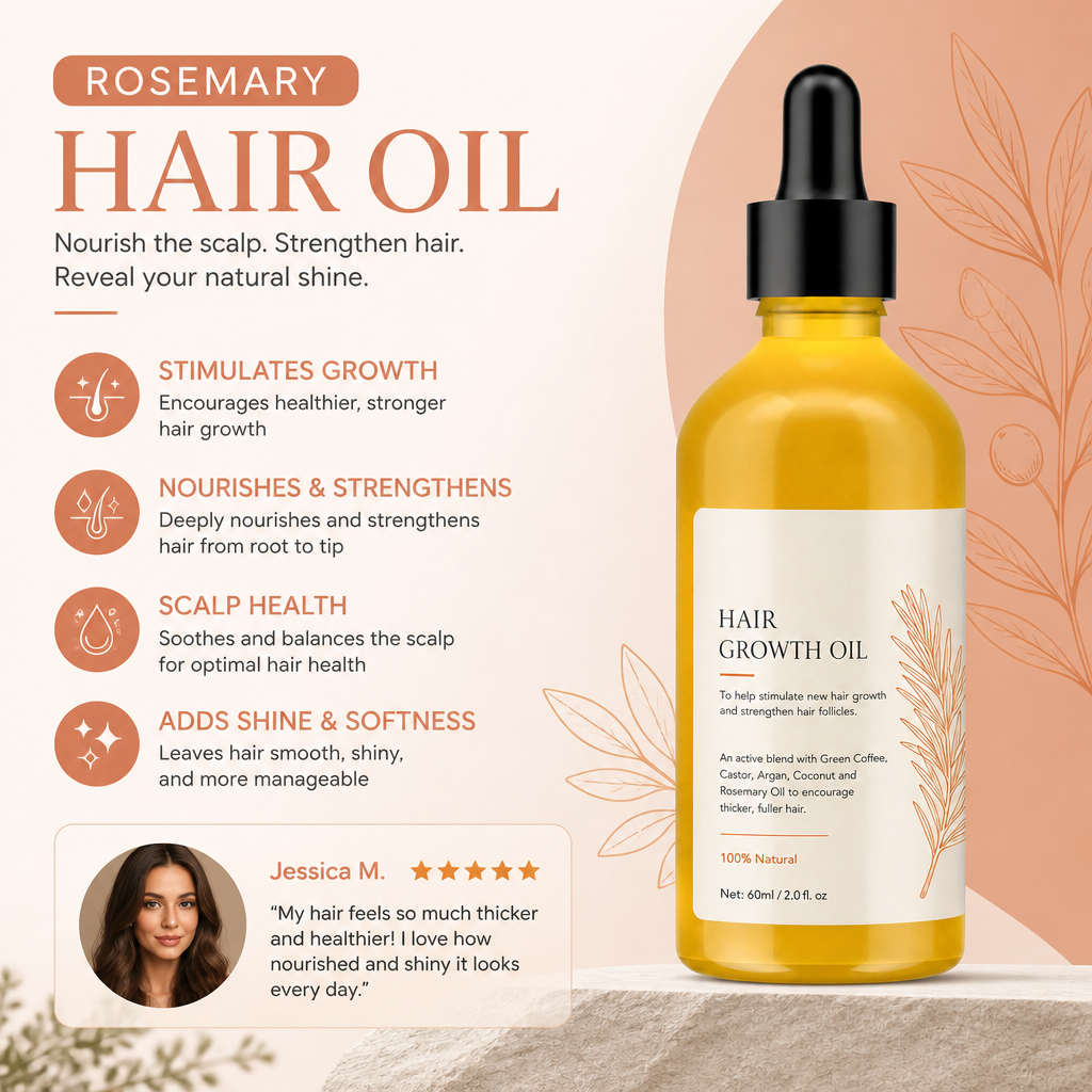 Rosemary Hair Oil – Nourishing Scalp Care Formula for Smooth Hair