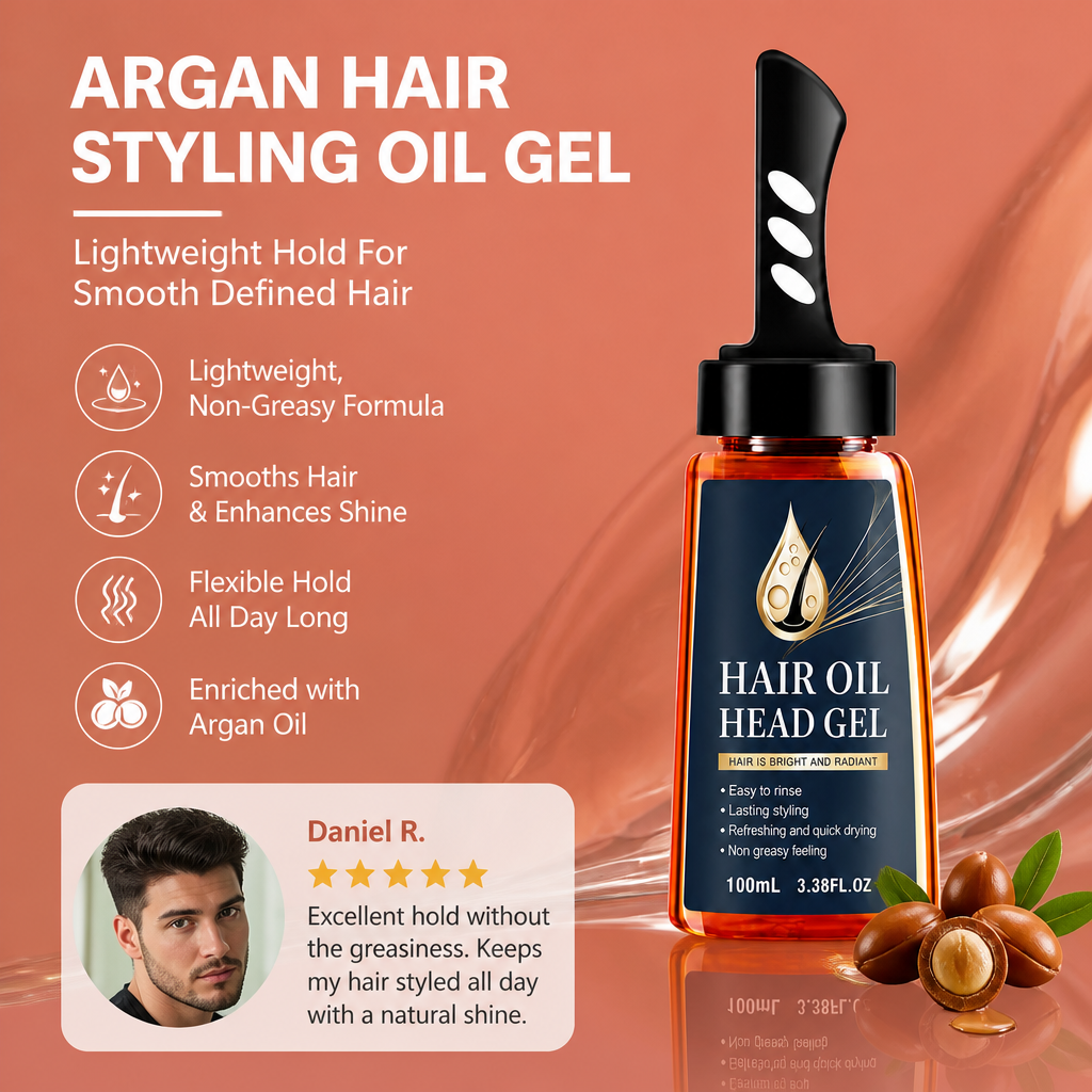 Argan Hair Styling Oil Gel – Lightweight Hold For Smooth Defined Hair