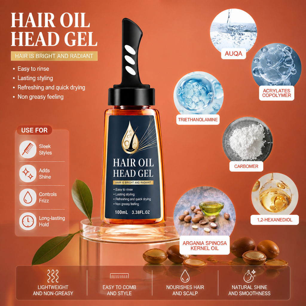 Argan Hair Styling Oil Gel – Lightweight Hold For Smooth Defined Hair