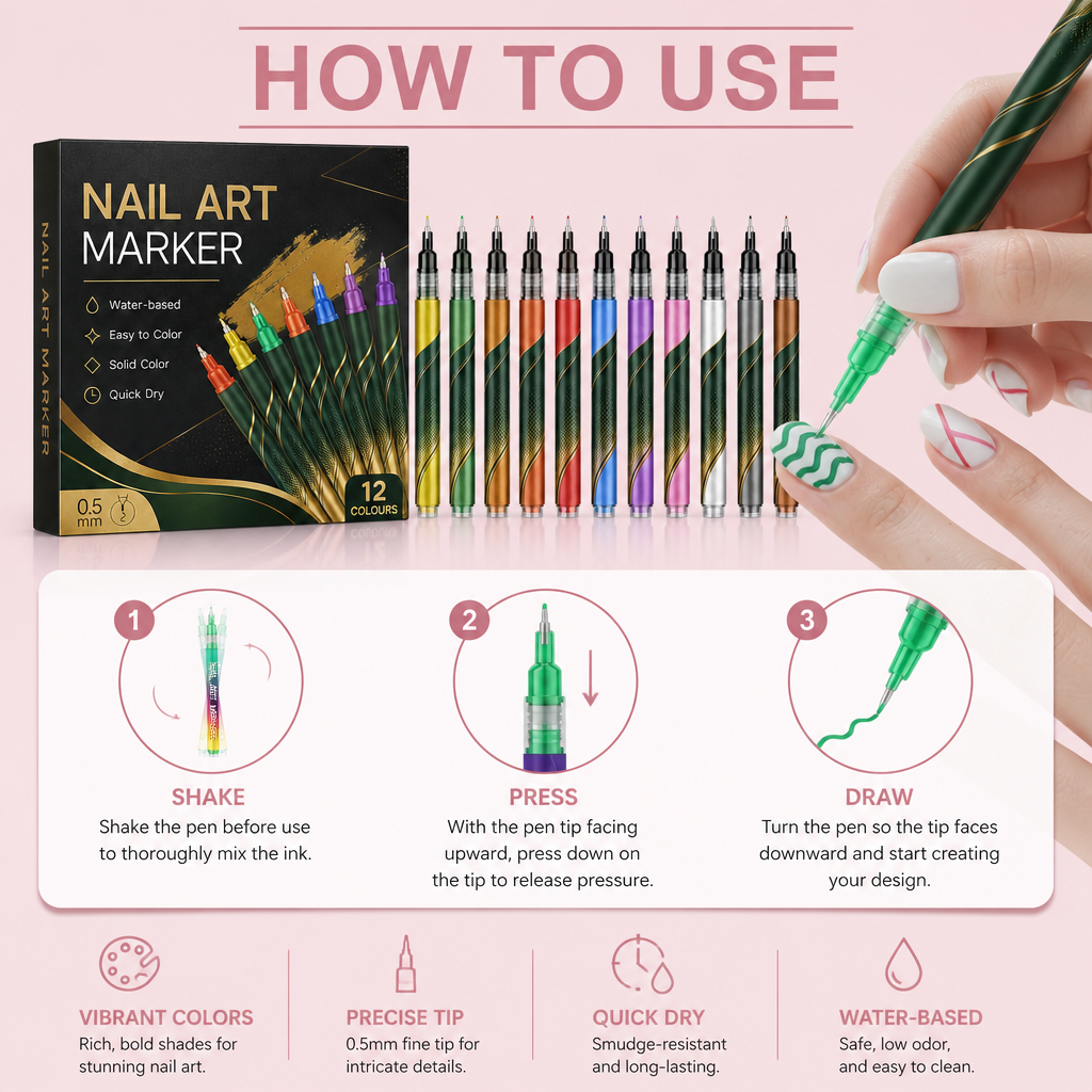 Precision Nail Art Pen – Create Vibrant Designs with Fine Tip Control