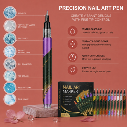 Precision Nail Art Pen – Create Vibrant Designs with Fine Tip Control