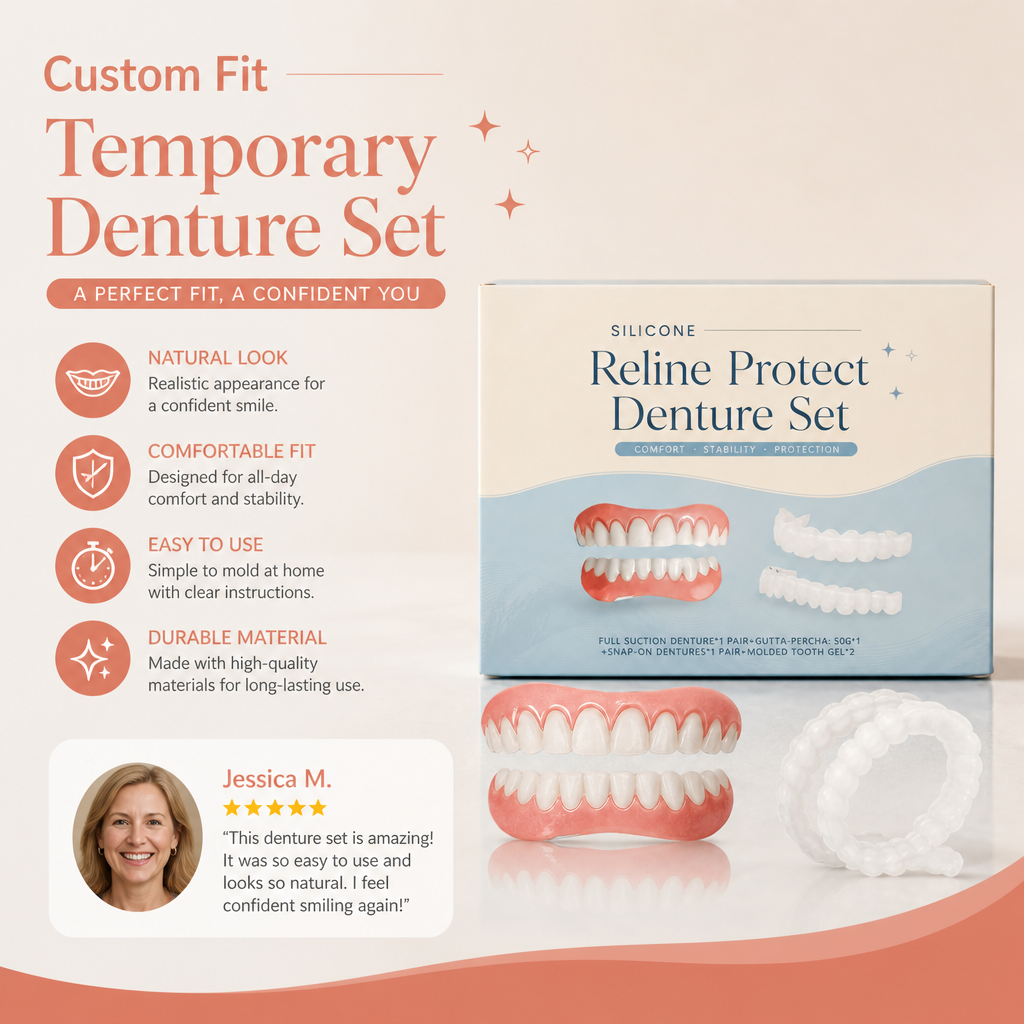 Custom Fit Temporary Denture Set – Natural-Looking Smile Enhancement Solution