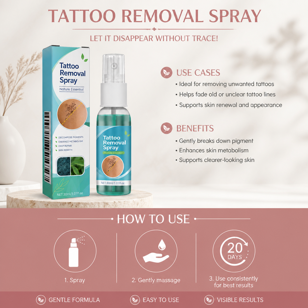 Tattoo Removal Spray – Gentle Skin Care Formula For Tattoo Appearance