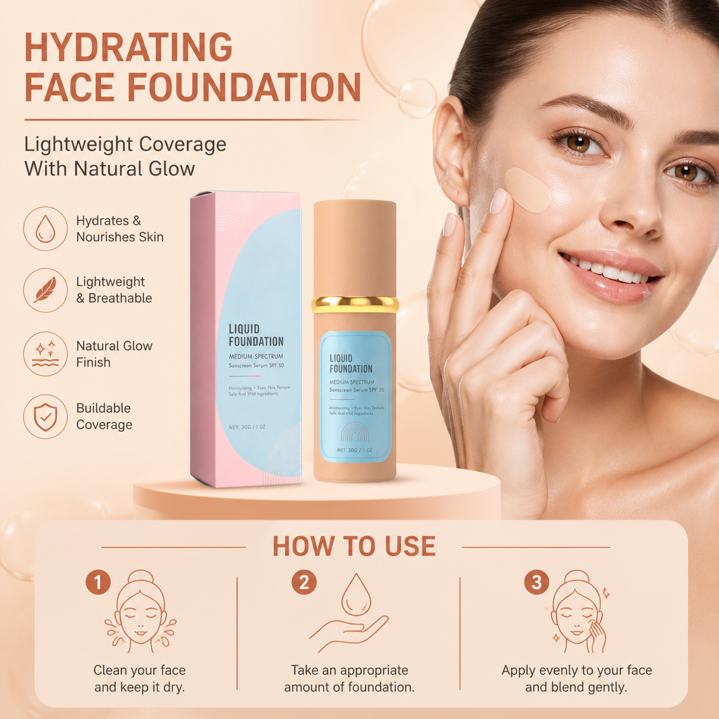Hydrating Face Foundation – Lightweight Coverage With Natural Glow