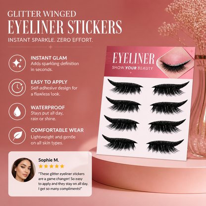 Glitter Winged Eyeliner Stickers – Easy Sparkling Eye Makeup Accent
