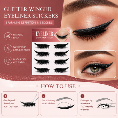Glitter Winged Eyeliner Stickers – Easy Sparkling Eye Makeup Accent