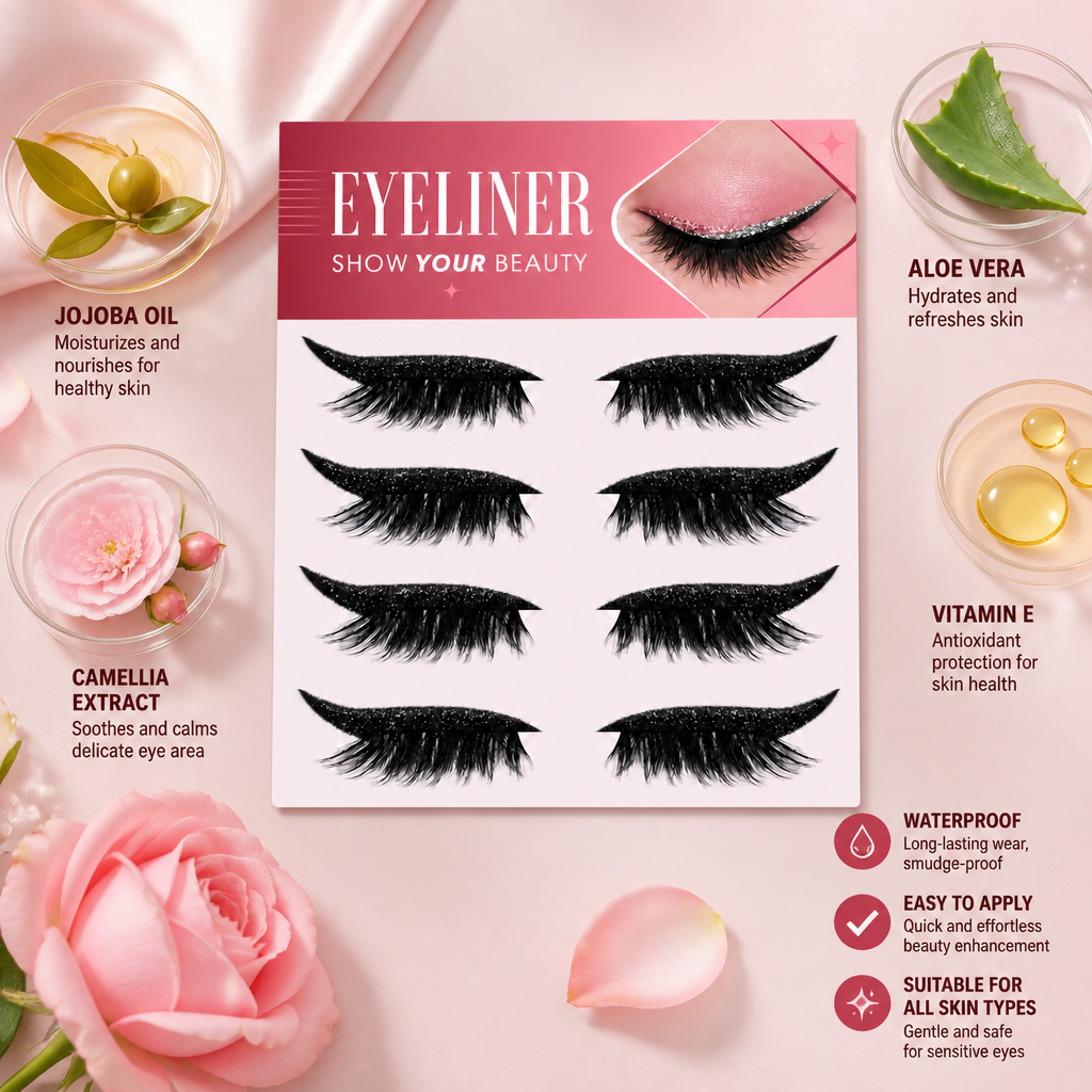 Glitter Winged Eyeliner Stickers – Easy Sparkling Eye Makeup Accent