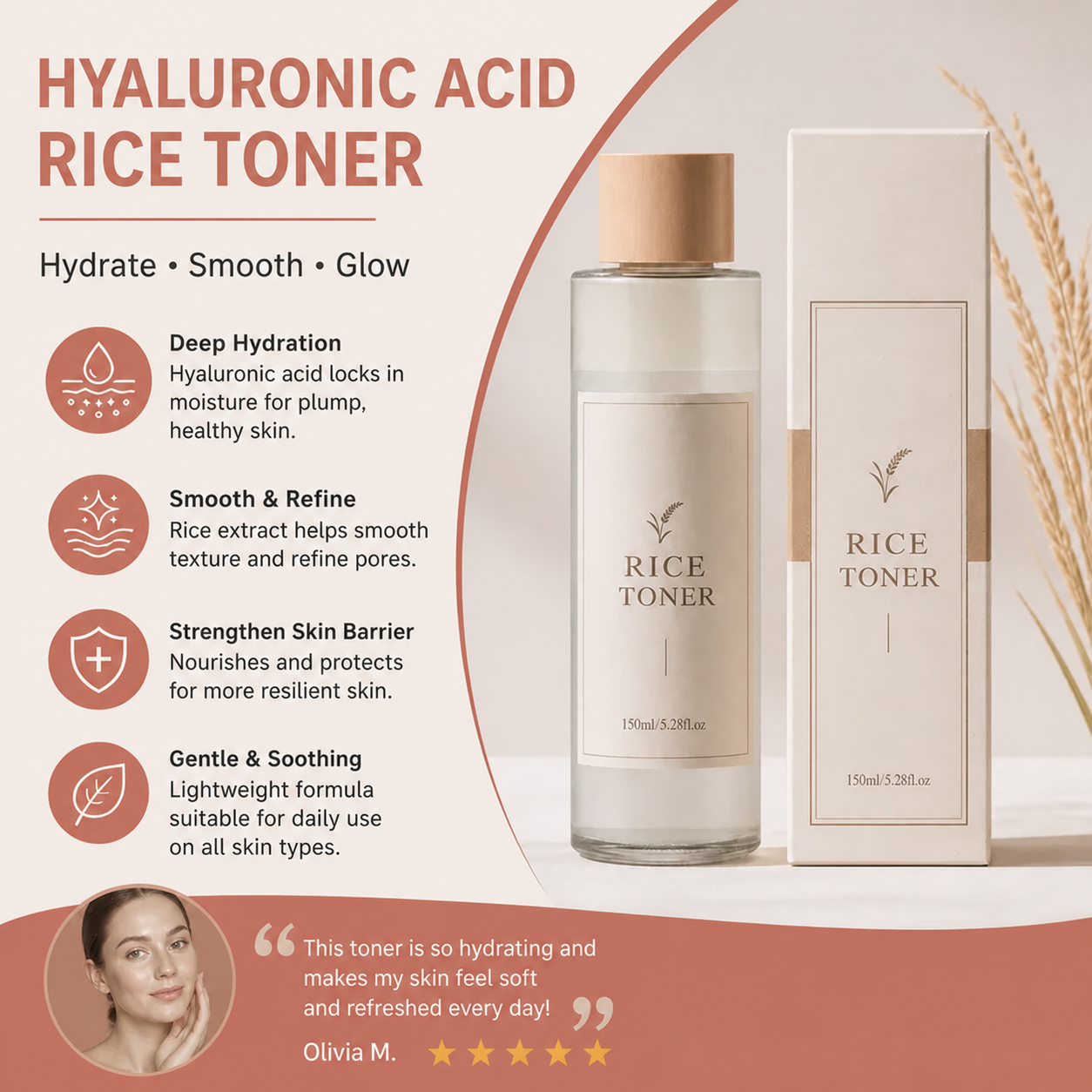 Hyaluronic Acid Rice Toner – Hydrating Formula for Smooth, Radiant Skin