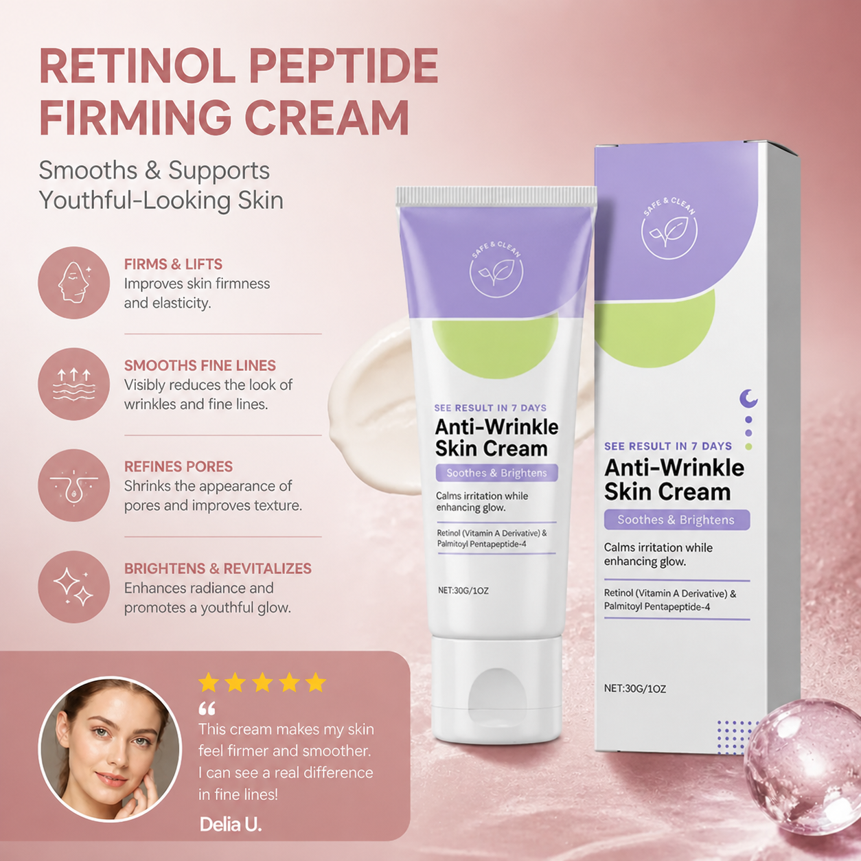 Retinol Peptide Firming Cream – Smooths & Supports Youthful-Looking Skin