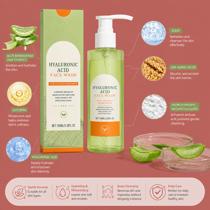 Hydrating Hyaluronic Acid Face Wash – Gentle Daily Cleanser for Soft Skin
