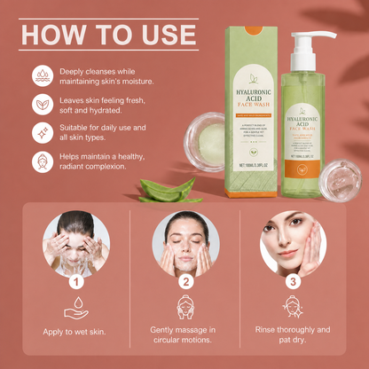 Hydrating Hyaluronic Acid Face Wash – Gentle Daily Cleanser for Soft Skin