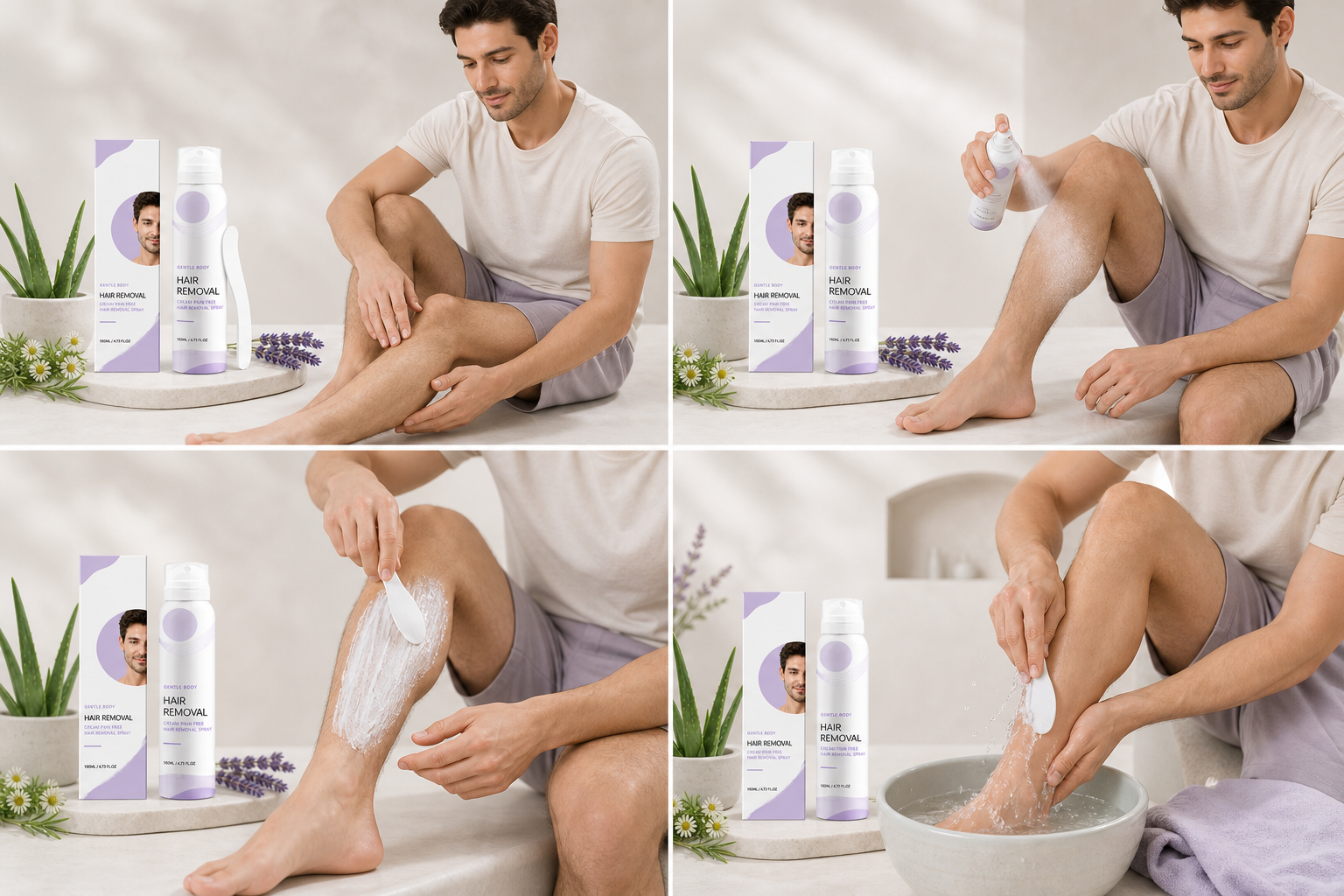 Step-by-step instructions for using Pain-Free Man Hair Removal Cream