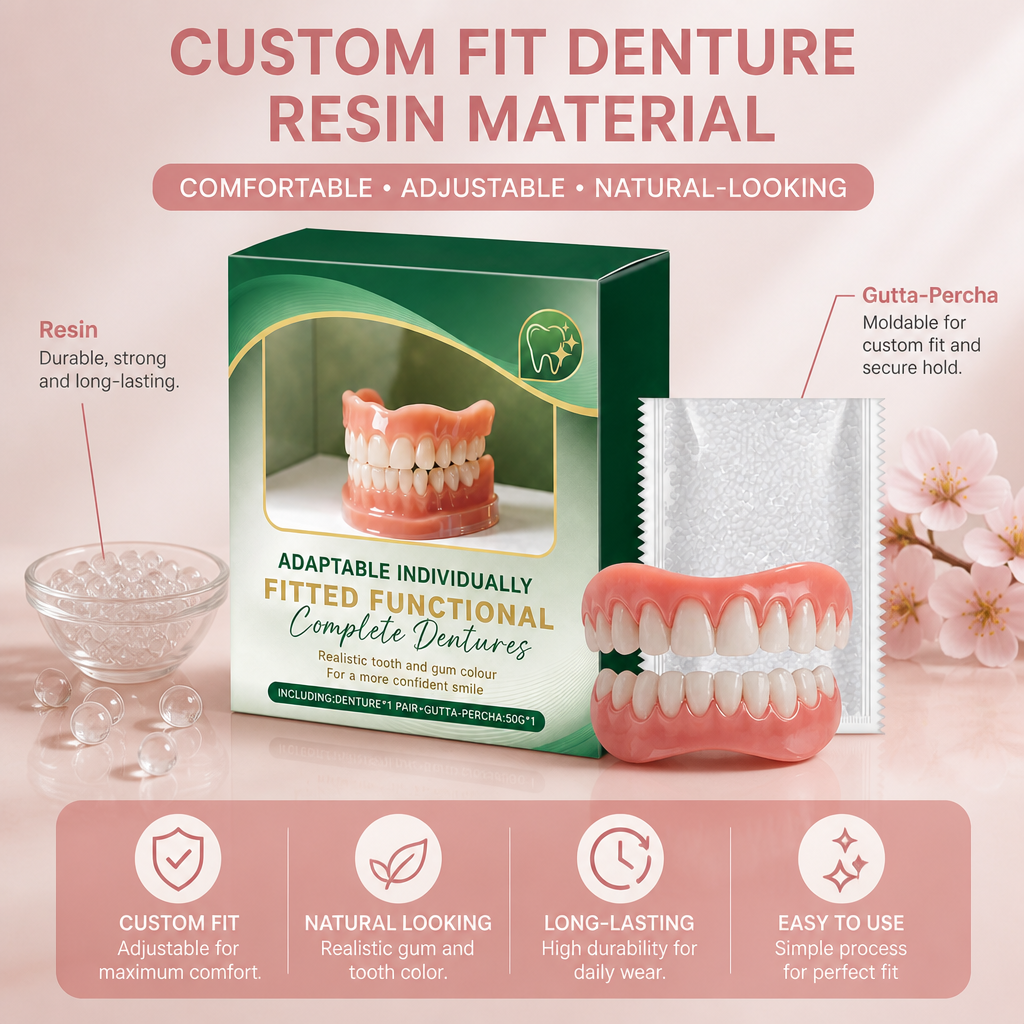 Custom Fit Denture Resin Material – Comfortable Adjustable Denture Support