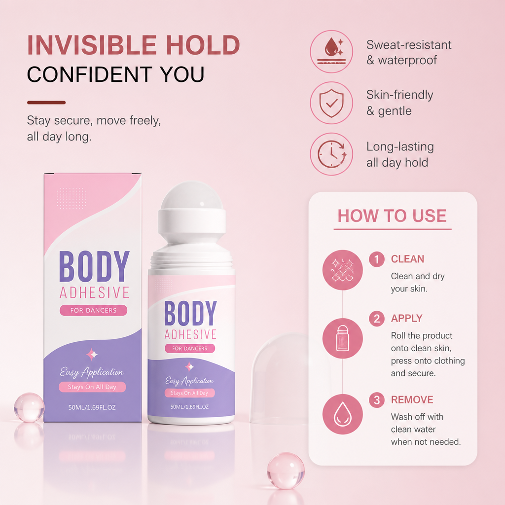 Invisible Body Adhesive Roll-On – Secure Hold for Confident Wear