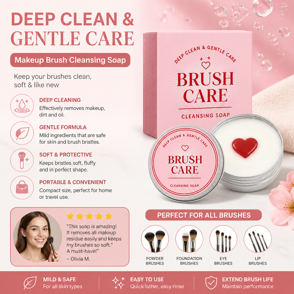 Deep-Clean Makeup Brush Cleansing Soap for Fresh, Soft Bristles
