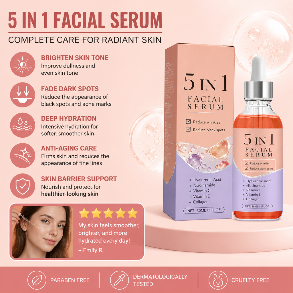 5-in-1 Facial Serum – Brightening Hydration for Smooth, Radiant Skin
