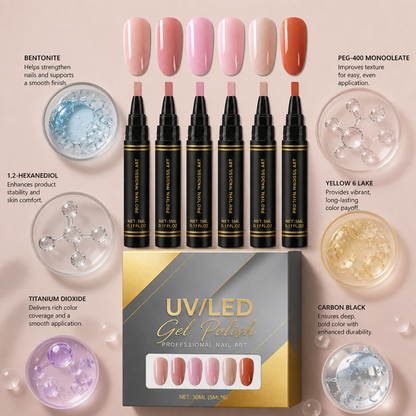 UV/LED Gel Nail Polish Set – Soft Nude Shades For Elegant Nail Looks