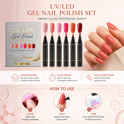 UV/LED Gel Nail Polish Set – Glossy Colors For Creative Nail Looks