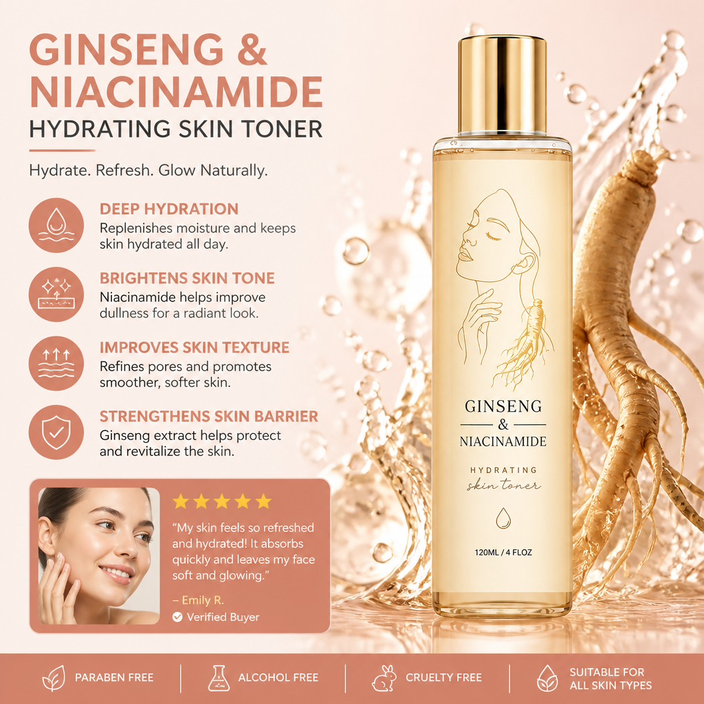 Ginseng & Niacinamide Hydrating Toner – Deep Hydration for Radiant-Looking Skin