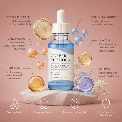 Copper Peptides & Hyaluronic Acid – Hydrating Serum for Smoother-Looking Skin