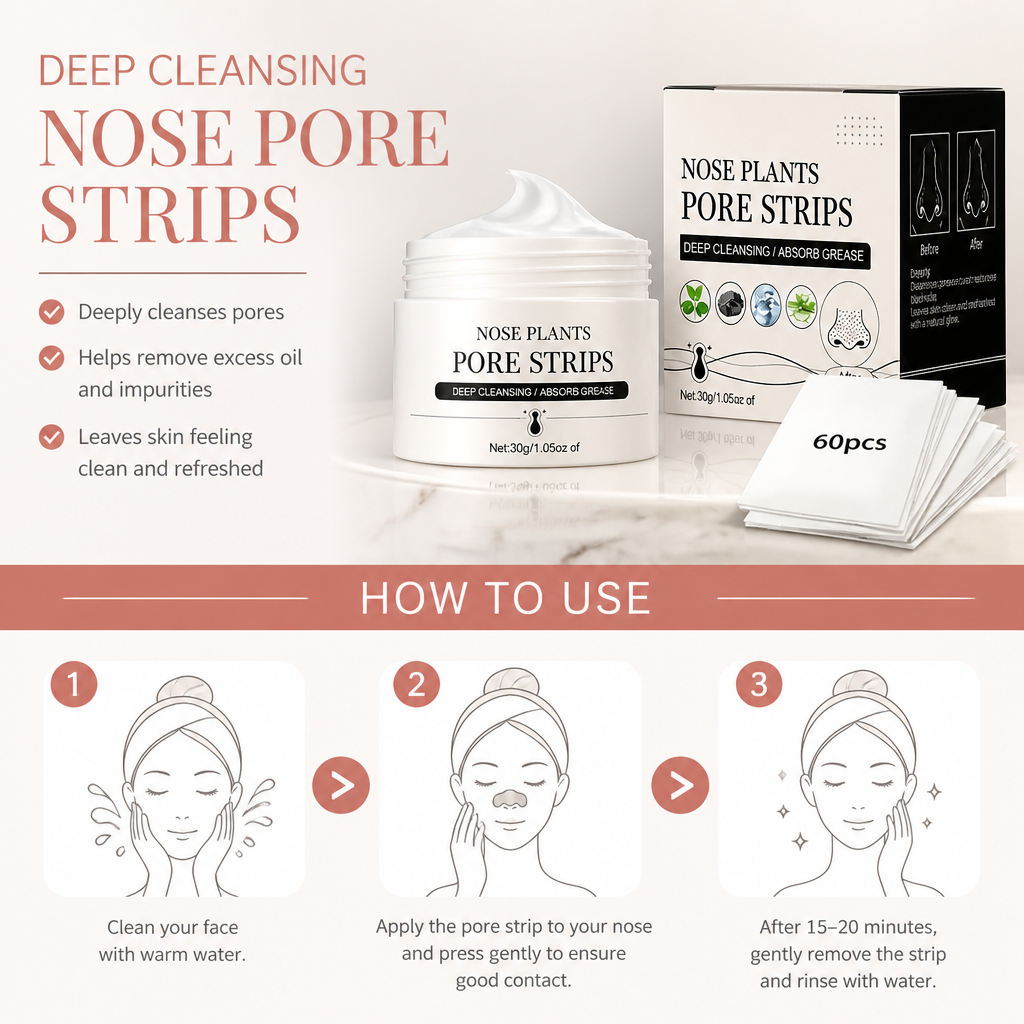 Deep Cleansing Nose Pore Strips – Helps Remove Excess Oil and Impurities