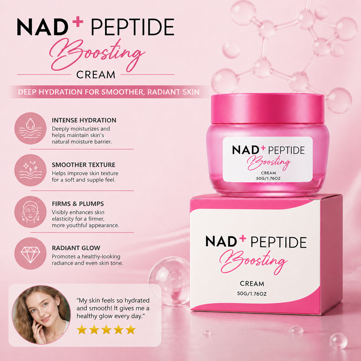 NAD+ Peptide Face Cream – Deep Hydration for Smoother, Radiant Skin