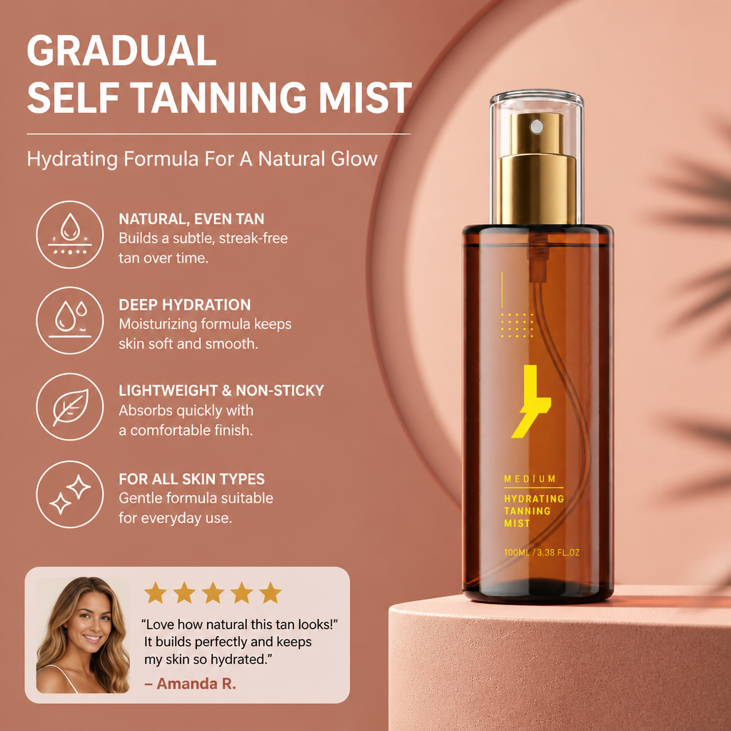 Gradual Self Tanning Mist – Hydrating Formula For A Natural Glow