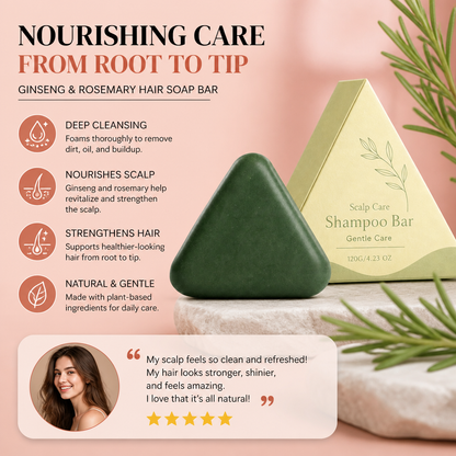 Ginseng & Rosemary Hair Soap Bar – Nourishing Scalp Care Cleanser