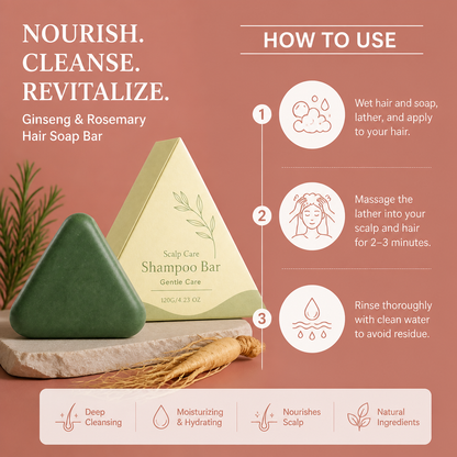 Ginseng & Rosemary Hair Soap Bar – Nourishing Scalp Care Cleanser