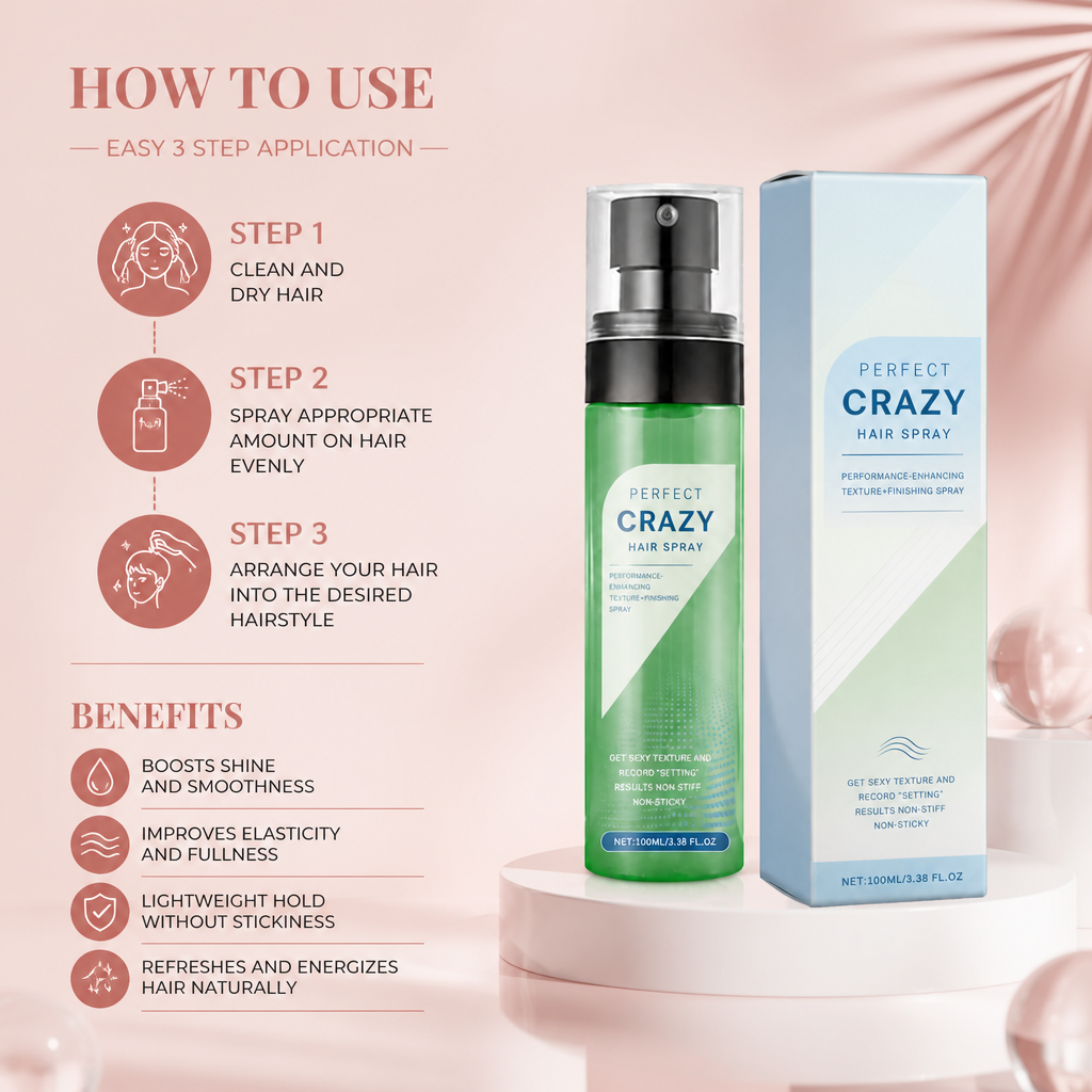 Hydrating Hair Styling Spray – Lightweight Formula for Smooth, Shiny Hair