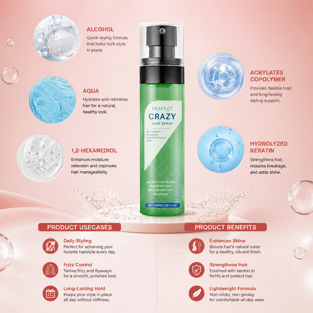 Hydrating Hair Styling Spray – Lightweight Formula for Smooth, Shiny Hair