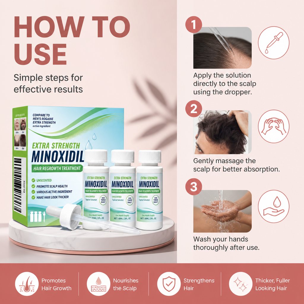 Minoxidil Hair Growth Support Serum – Scalp Care Formula For Fuller-Looking Hair