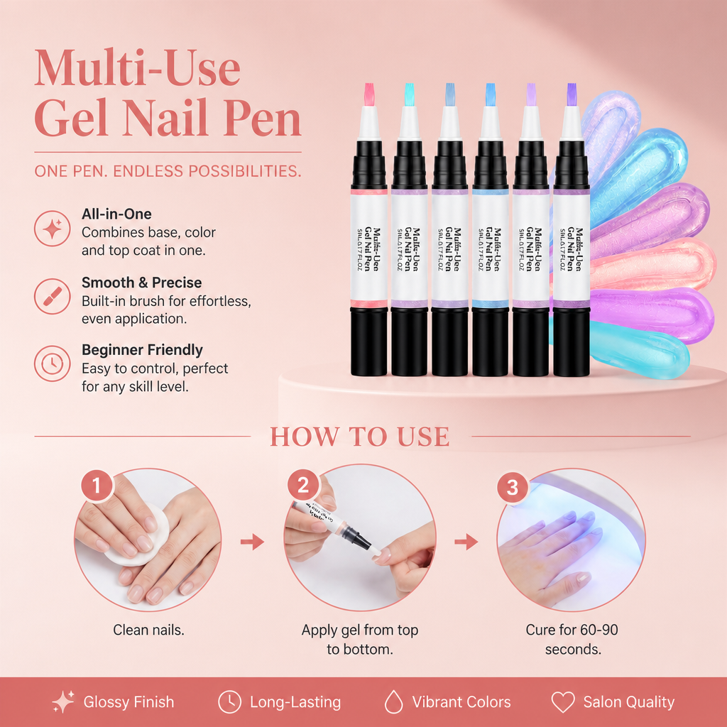 Multi-Use Gel Nail Pen – Easy Application For Glossy Nail Looks
