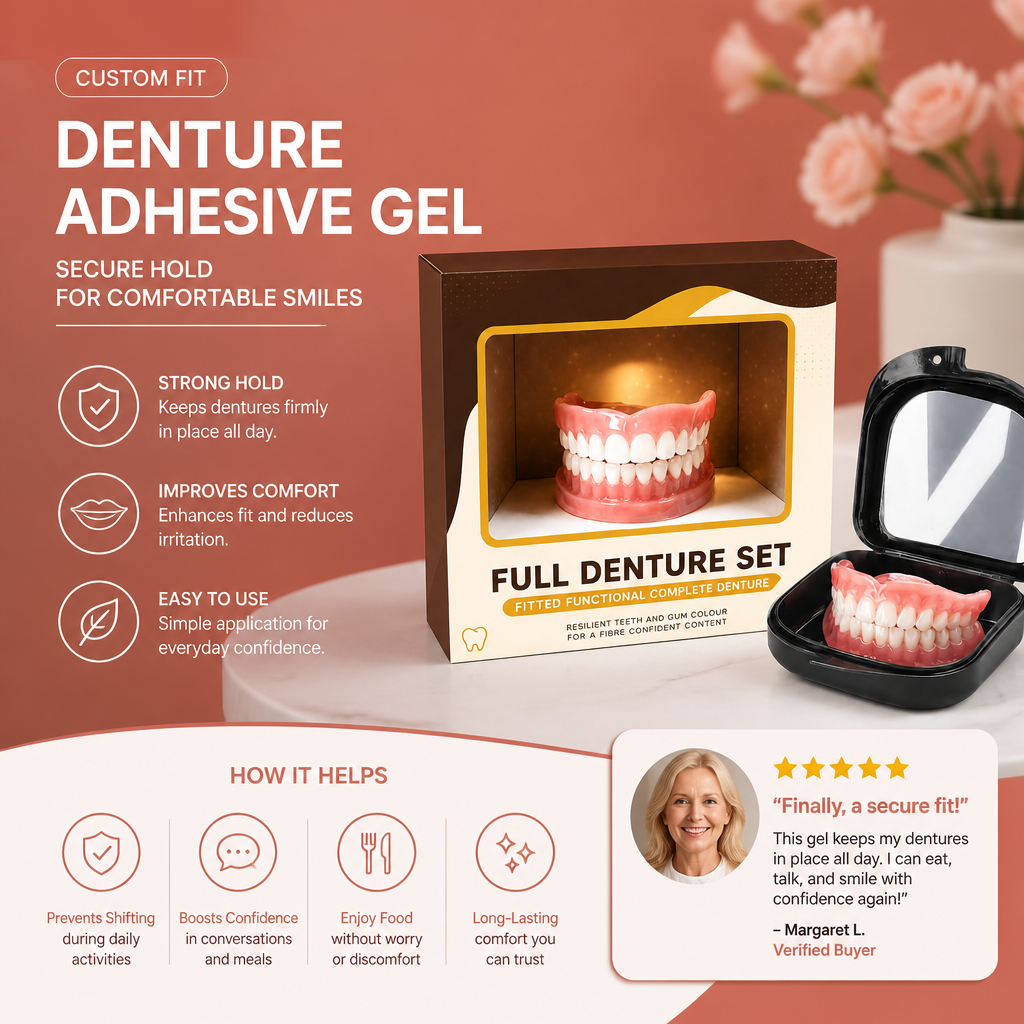 Custom Fit Denture Adhesive Gel – Secure Hold For Comfortable Smiles