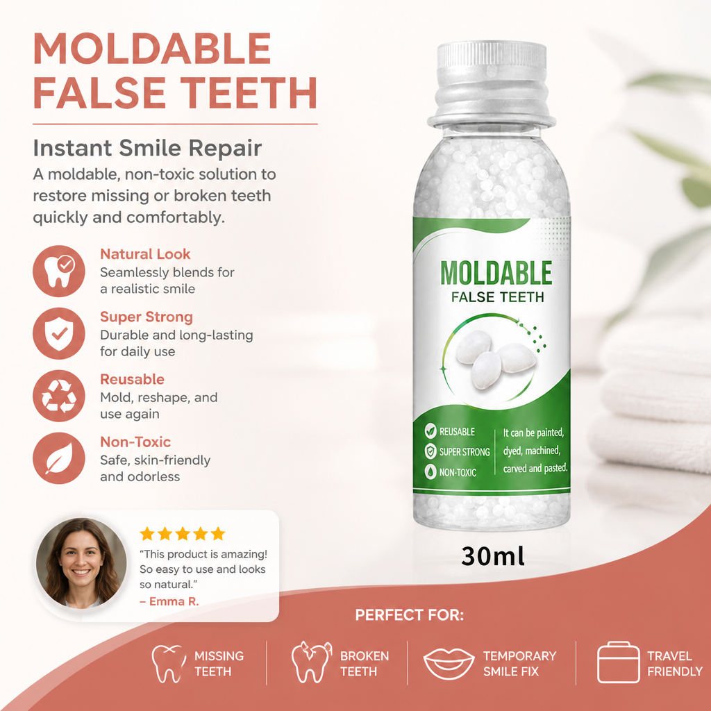 Moldable Denture Repair Material – Custom Fit Temporary Tooth Solution