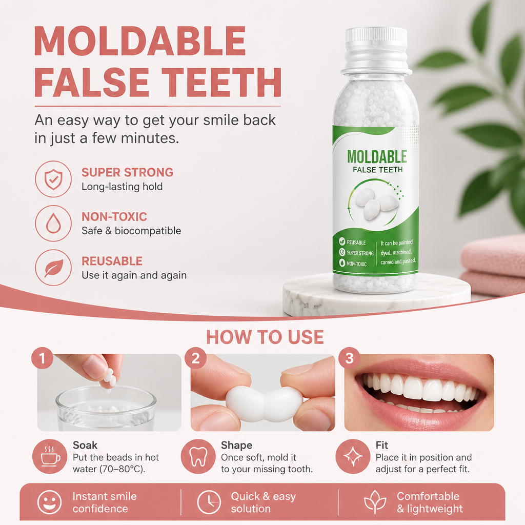 Moldable Denture Repair Material – Custom Fit Temporary Tooth Solution