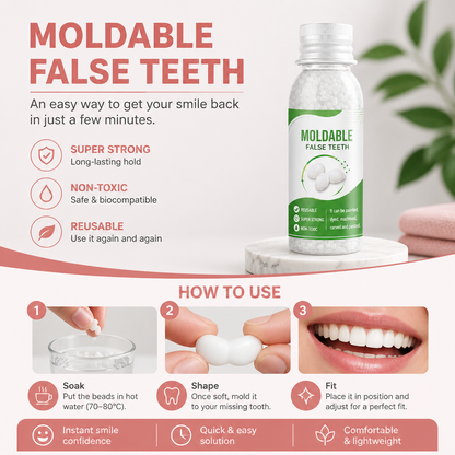 Moldable Denture Repair Material – Custom Fit Temporary Tooth Solution