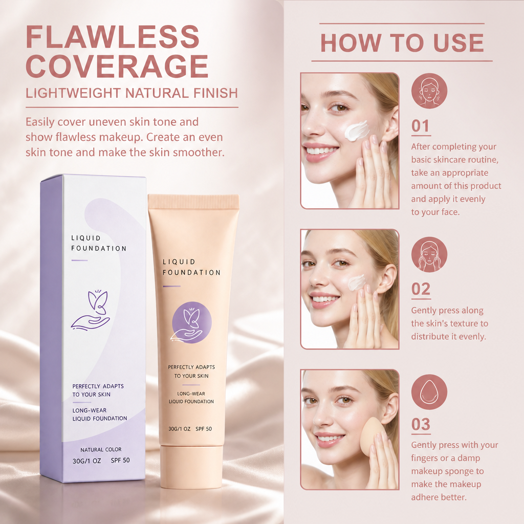 Flawless Coverage Foundation – Lightweight Natural Finish Makeup Base