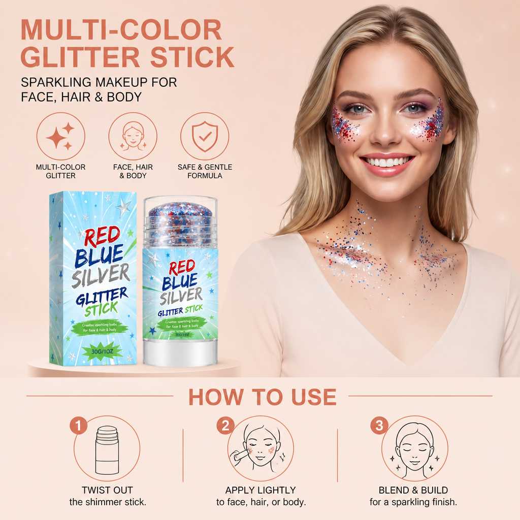 Multi-Color Glitter Shimmer Stick – Sparkling Makeup For Face Hair & Body